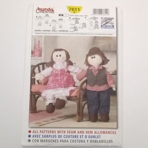 Doll Sewing Pattern Kit - Brown and Pink